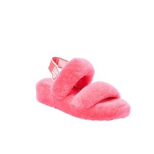 UGG Oh Yeah Hot Pink Fluff Slide Slippers 7
